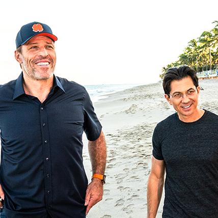 Tony Robbins and Dean Graziosi at the beach