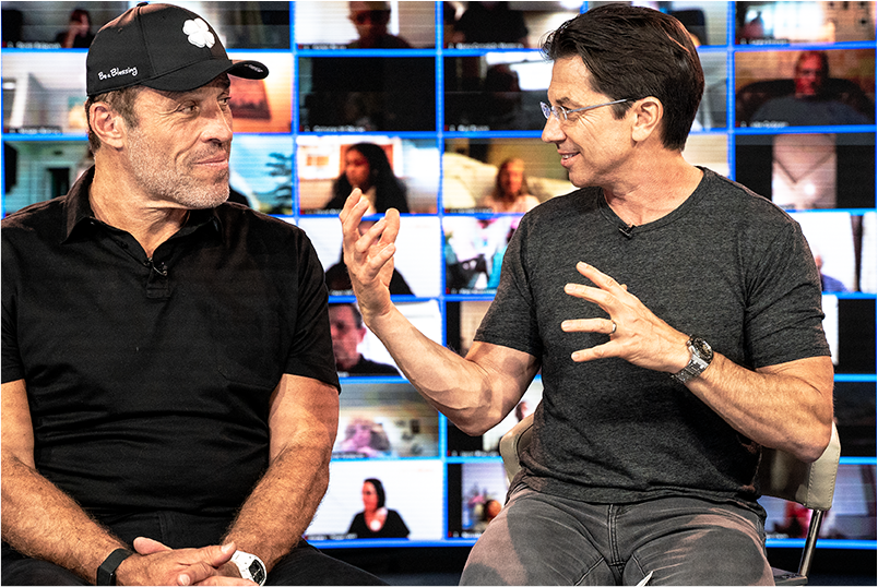 Tony Robbins and Dean Graziosi teaching photo